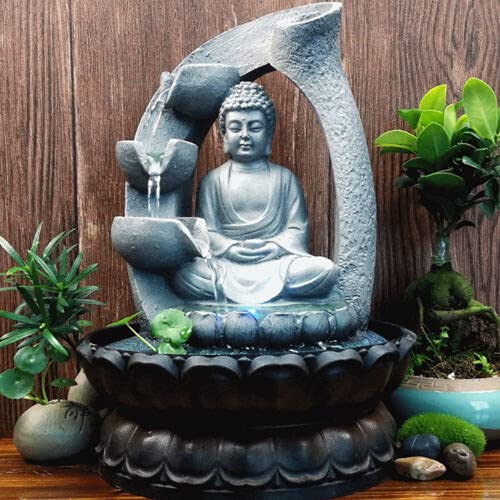 Zimmerbrunnen Wasserfall Buddha Decor Waterscape Brunnen Buddha Wasser Feng...