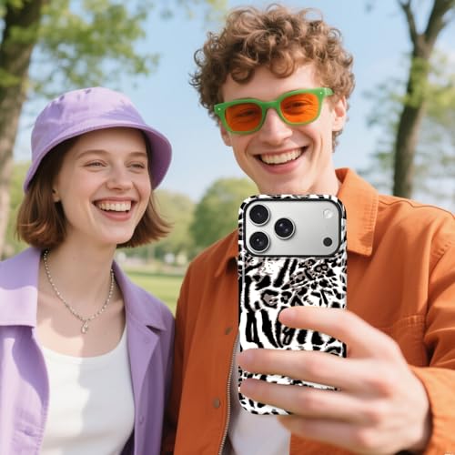 Image of Magnetic for iPhone 17 Pro Case for Women Men, White Leopard | Cute Cheetah Pattern Design [Compatible with MagSafe] 2-Layer Hybrid Shockproof Glossy Protective Cover