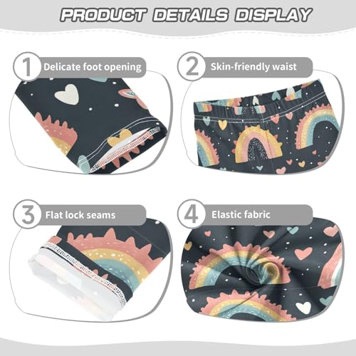 Colorful Boho Rainbow Hearts Pattern Girls Leggings Kids Yoga Pants Dance Active Tights 4T3