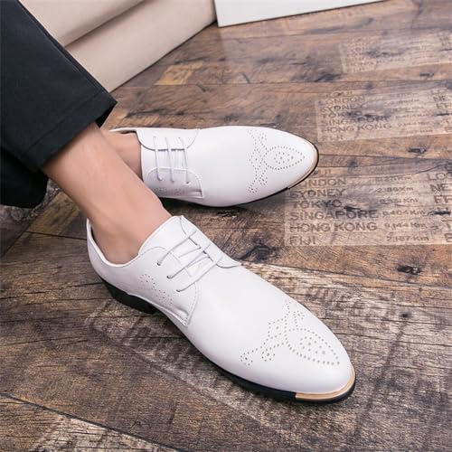Mens Dress Oxford Shoes Synthetic Leather Lace Up Plain Toe Anti Slip Rubber Sole Business Casual Work Shoes with Block Heel3