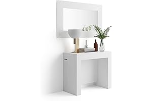 Mobili Fiver, Extendable Console Table with Extension Leaves Holder