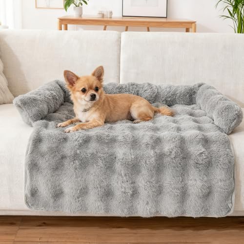 BUERPINKING Hundebett für Sofa, Hundedecke Sofa mit Rand, Hundebett Flauschig, Waschbar und rutschfest Hundekissen, Katzensofa Katzennest für Katze...