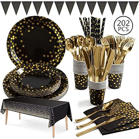 Aschef Vajilla de Fiesta Platos Desechables 202 piezas Cover