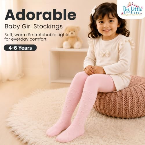 Image of THE LITTLE LOOKERS Baby Tights Thick Toddler Baby Girl Seamless Knit Leggings Thick Solid Cotton Stockings Footed Pants Pantyhose for Years Baby
