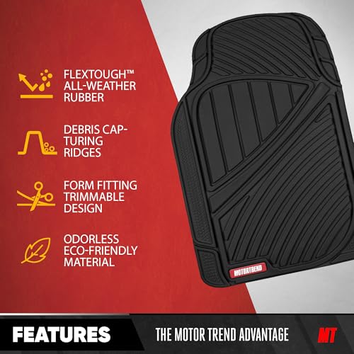Image of Motor Trend FlexTough Performance All Weather Rubber Car Mats with Cargo Liner - Full Set Front & Rear Floor Mats for Cars Truck SUV, Automotive Floor Mats (Black)