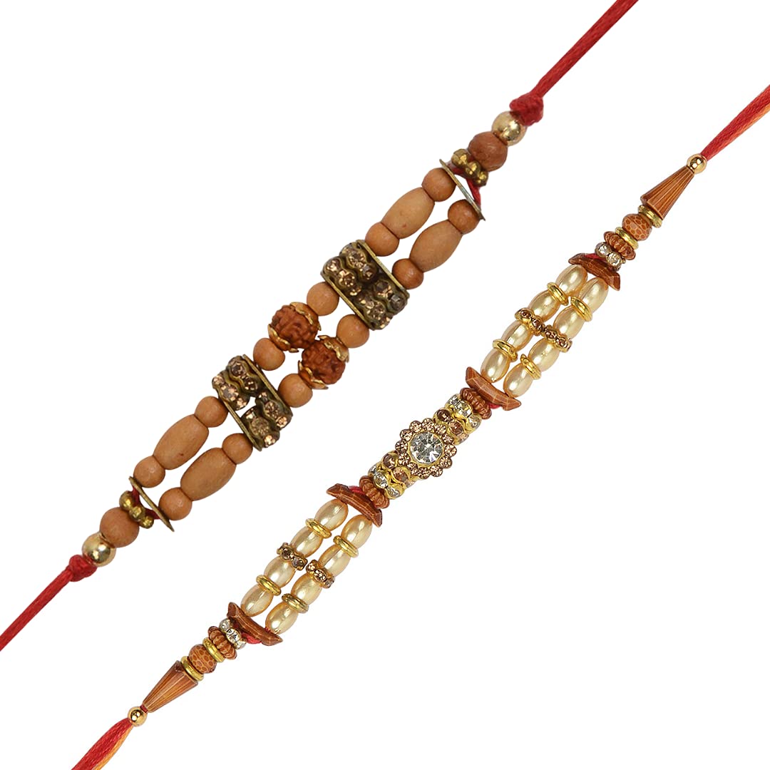 Accessorisingg Combo of 2 Gold Plated RUDRAKSH and PEARL Rakhi for Brother | Rakshabandhan 2021 [RAC055] (B097RNGJZP) Amazon Price History, Amazon Price Tracker