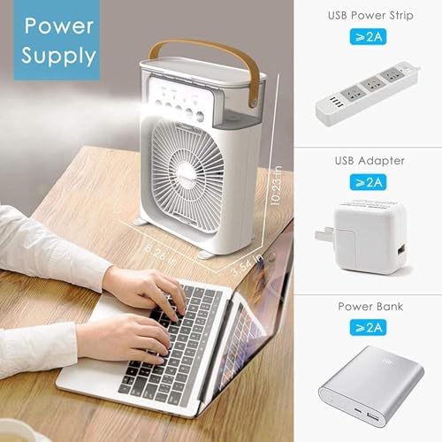 Image of Portable Air Conditioners Small AC Quiet Personal Air Cooler,USB Powered Mini Desktop Cooling Misting Fan 1 | 2 | 3 Timer 3 Smart Speeds,360Adjustment Office, Home, Room