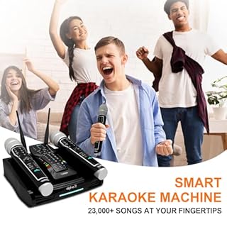 The Platinum Karaoke System for Adults Features Dual UHF Metal Wireless Dynamic Mic,Supports 4K UHD Movie Playback,and Comes preloaded with Over 23K Songs,7K Filipino Tagalog,4K Hindi,and 12K English