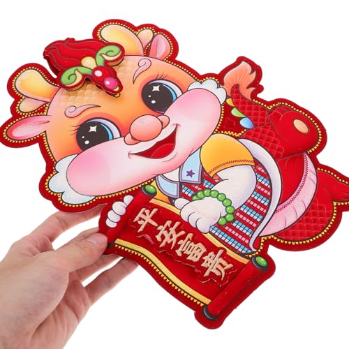 HOMSFOU Chinese New Year 2024 Dragon Sticker 3D Zodiac Door Decoration for Festive Home Decor - Lucky Cartoon Dragon Wall Decals - Image 3