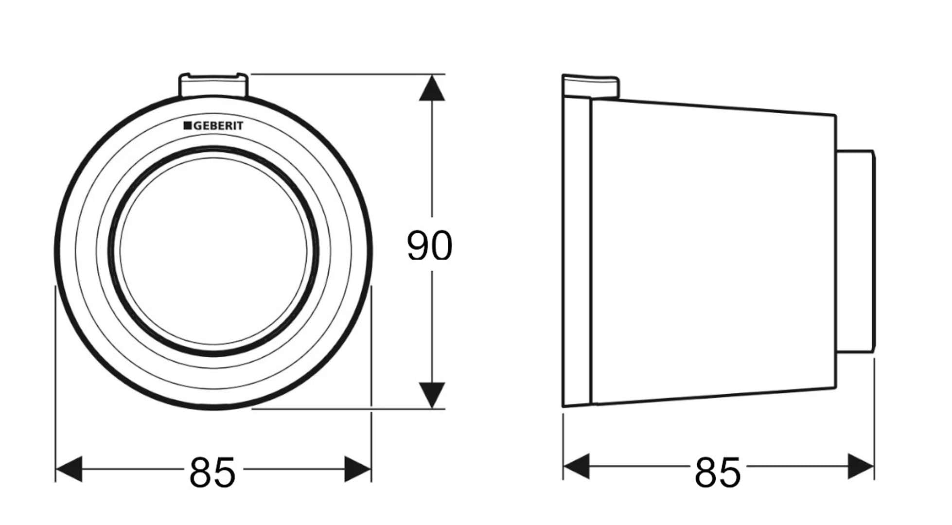 Geberit 116,047.11,1-Pulsante pneumatico a distanza 01, di superficie, per scarico WC semplice, per Sigma 8 cm, colore: bianco alpino