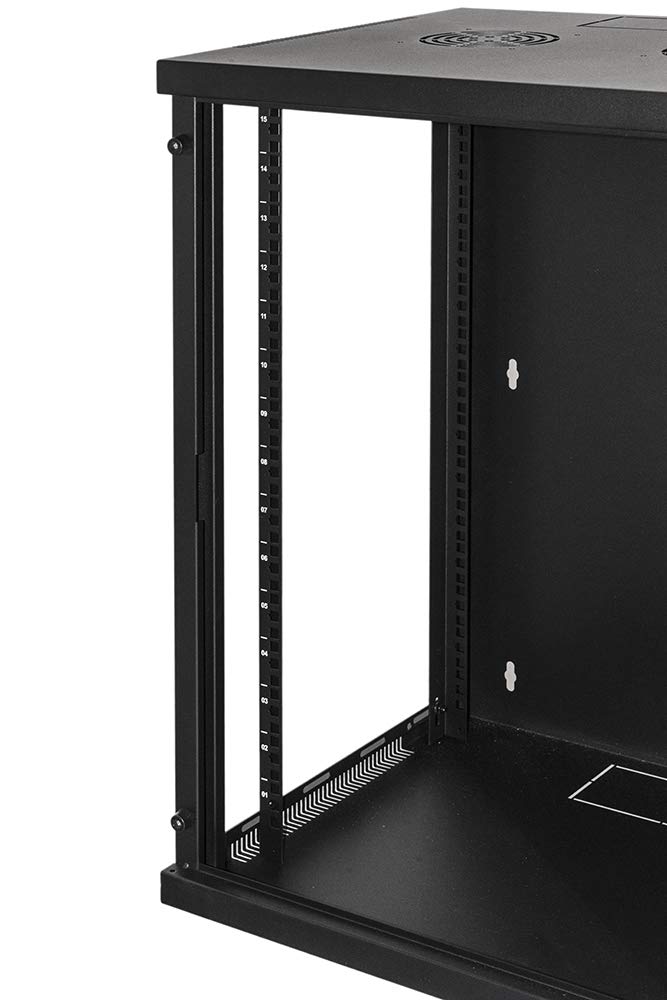 LINK armadio rack LK1918U66N 19 pollici 18 unità con montaggio a muro in metallo nero con porta in vetro temperato capacità di carico 45 kg dimensioni 60x60x90 cm una unità