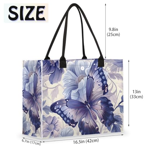 Purple Butterfly Abstract Flower Tote Bag for Women Large Beach Bag Reusable Tote Bags for Work Travel Beach Shopping2