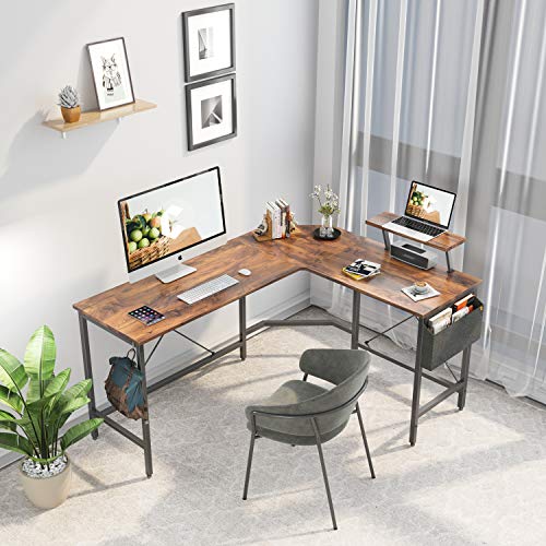 Image of Cubiker Multi-Purpose Height-Adjustable Lapdesk, Study Table, Portable, with Docking for Tablet, Room Work, Ideal for Work from Home, DIY Table, Easy to Assemble (59.1 inch x 47.3, Dark Rustic)
