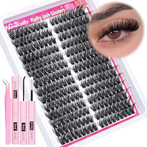 Fluffy Lash Clusters Kit Wispy Lash Extension Kit 80D Eyelash Clusters Kit D Curl Thick Volume DIY Eyelash Extension Kit 9-16MM Faux Mink Cluster Lashes Kit by Newcally Cover