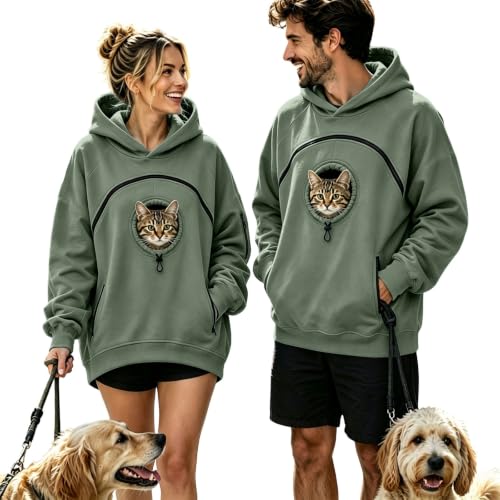 Pet Pouch Hoodie Cat Dog Carrier Hoodie Oversized Casual Sweatshirt Green - image 1