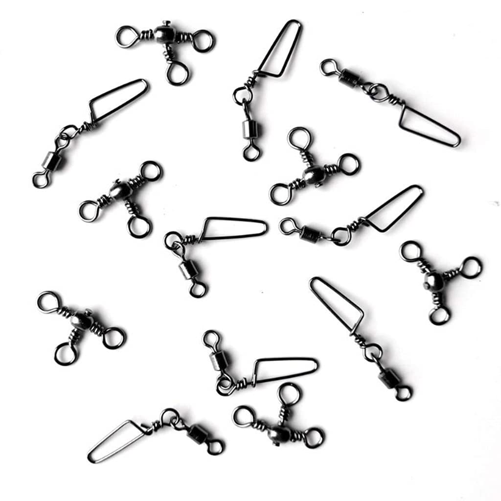 100 pz pesca Rolling Swivels w/Coast Lock Snap & 3 Way Barrel Girelle L