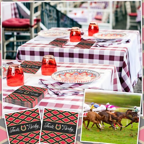 100 Pcs Derby Napkins Disposable Horse Racing Cocktail Napkins Horseshoe Beverage Luncheon Dinner Supplies for Horse Race Run for the Roses Derby Day Party Supplies Decorations - Image 5