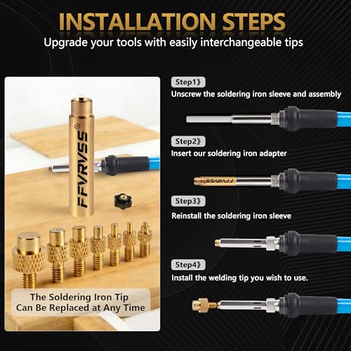 Image of Heat Insert Tool 7 Soldering Tips for M2 M2.5 M3 M4 M5 M6 M8 Threaded Inserts with T18 Soldering Iron Adapter 900m Premium Clear Storage Box