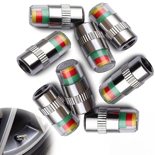 ANKI HAPPIGO 8Pcs 2.2Bar 32-to-35 PSI Car Tire Pressure Monitor Valve Stem Caps Sensor Indicator...