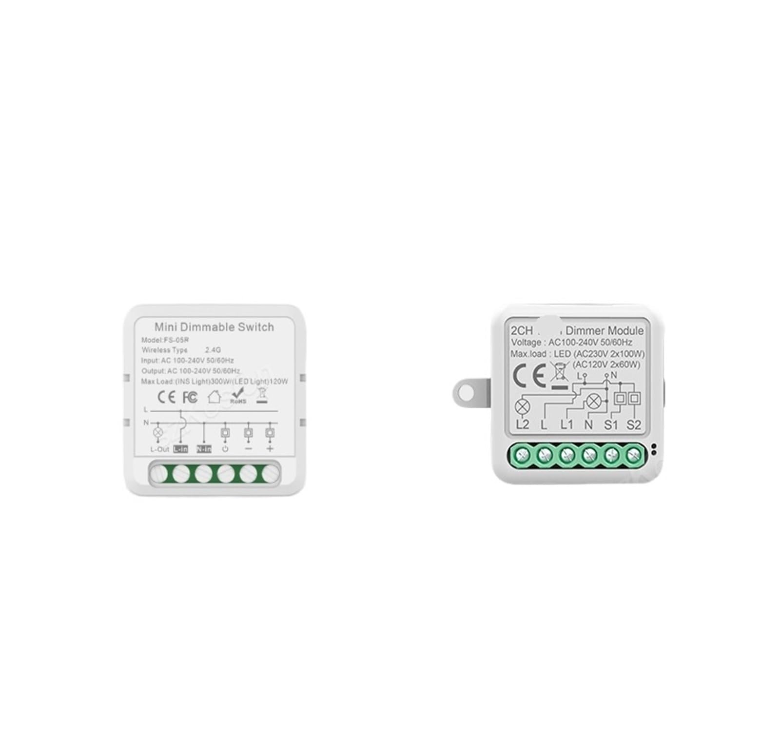 1 Uds. Módulo de interruptor de atenuación inteligente control de 2 vías 1/2 grupos regulables(2 Gang)