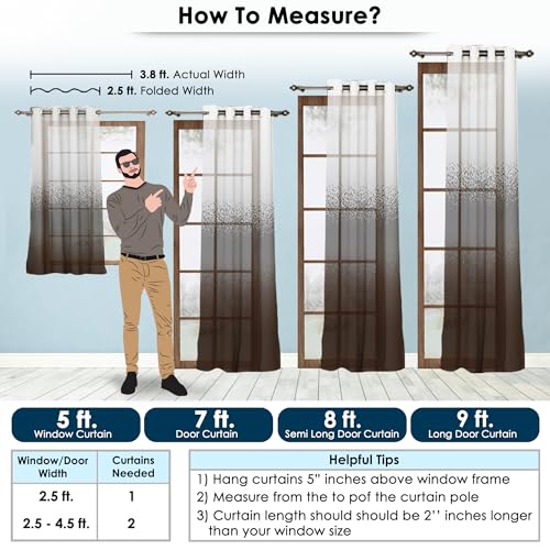 Image of Story@Home Window Curtains 5 Feet Long Set of 1 | Pixel Printed | Semi Transparent Curtain | Net Curtains | Sheer Curtain for Living Room | (118 X 152 Cm, Brown & White) | Perfect for Home Decor