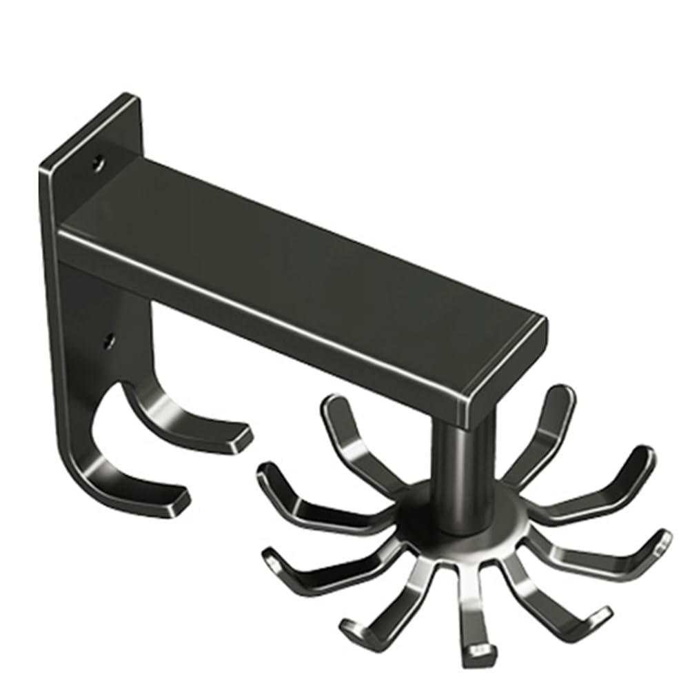 Hndhbfgrt No-Hole Punching 10 Pegs Kitchen Rotary Hook Wall Mounted Rack for Tool Aluminum Alloy Storage Hanger