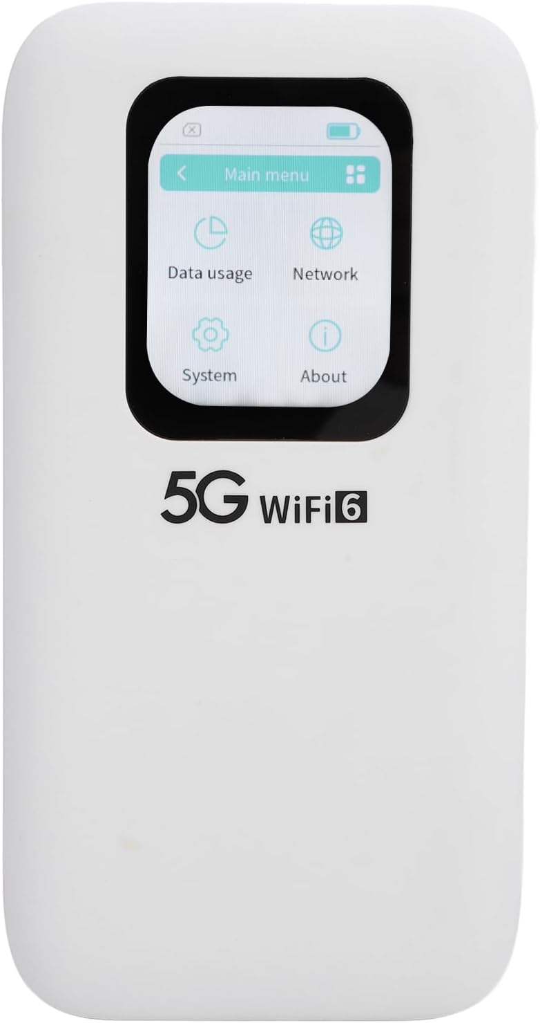 5G Wi Fi 6 Mobile Hotspot, WL Router with Nano SIM Card Slot, High Speed, Sharing Up to 16 Wi Fi Devices, 2.01 Inch Touch Screen Portable Wi Fi Router for Home Travel Business