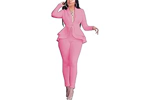 Women's 2-Piece Pink Pants Suit: Chic and Sophisticated