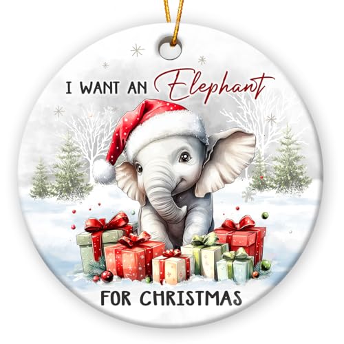Elephant Christmas Ornament 2025, Holiday Animal Lover Gifts for Friends, Family, Cute White Elephant Gifts for Women Men, Ceramic Ornament for Christmas Tree Decorations Elephant Christmas Ornament 2025, Holiday Animal Lover Gifts for Friends, Family, Cute White Elephant Gifts for Women Men, Ceramic Ornament for Christmas Tree Decorations