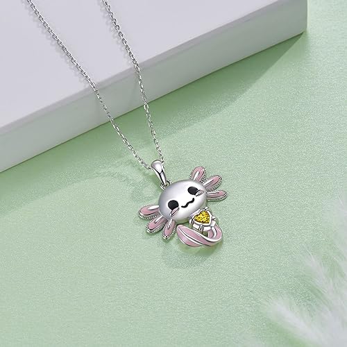 Image of Axolotl Necklace 925 Sterling Silver Axolotl Pendant Cute Animal Jewelry Gift for Women