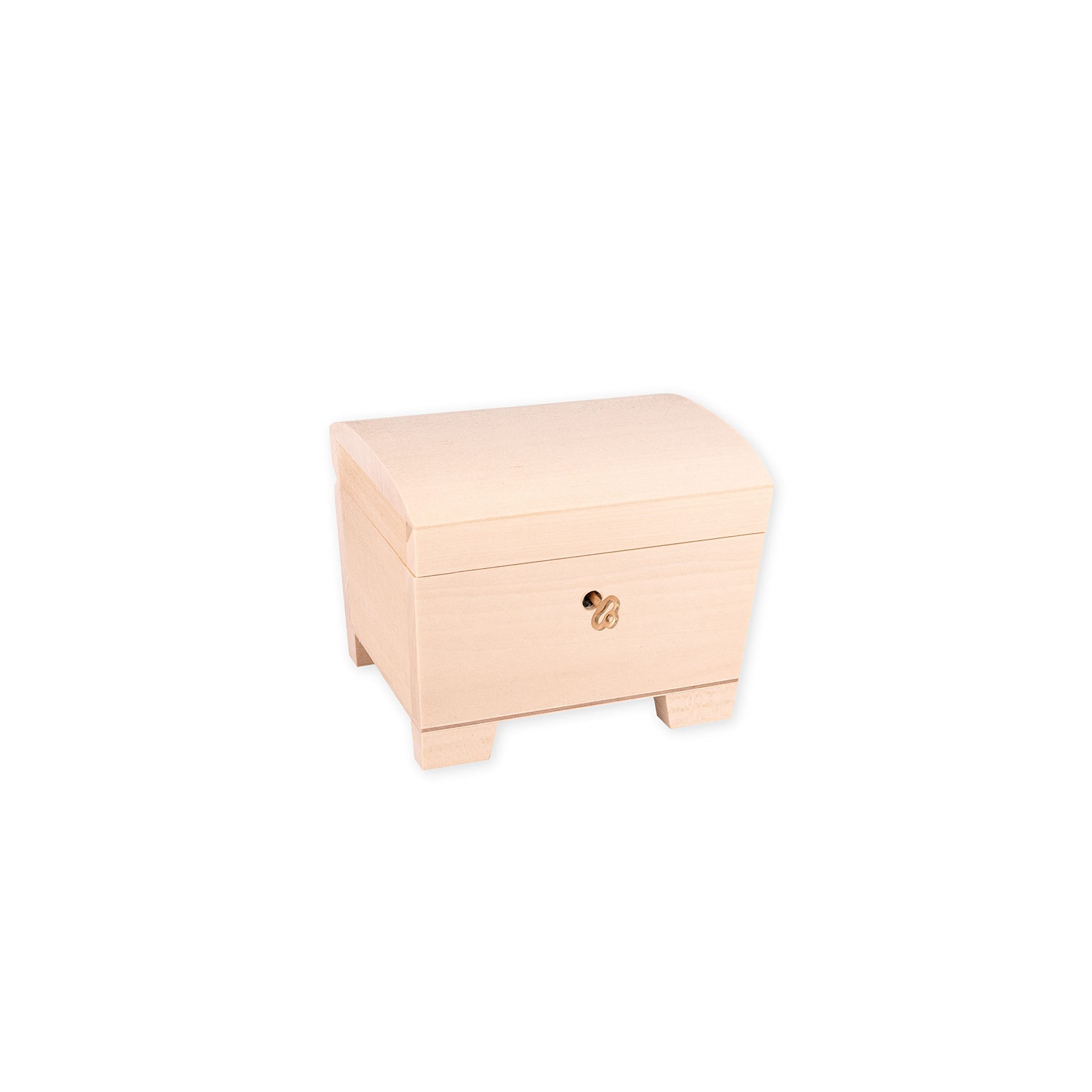 Decocraft Natural Unfinished Wood Box For Storage, Decoration, Organisation, Lockable Large Wooden Craftsmanship, Rustic Home Decor, Keepsake, Chest 14.5 X 11.5 X 11 Cm.