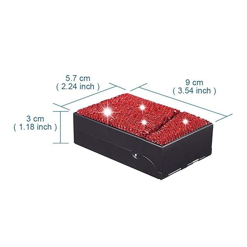 Miniatura 7 de Caja de cigarrillos con diamantes de imitación de cristal brillante, soporte de bolsillo ultrafino de doble cara para 20 cigarrillos regulares (rojo