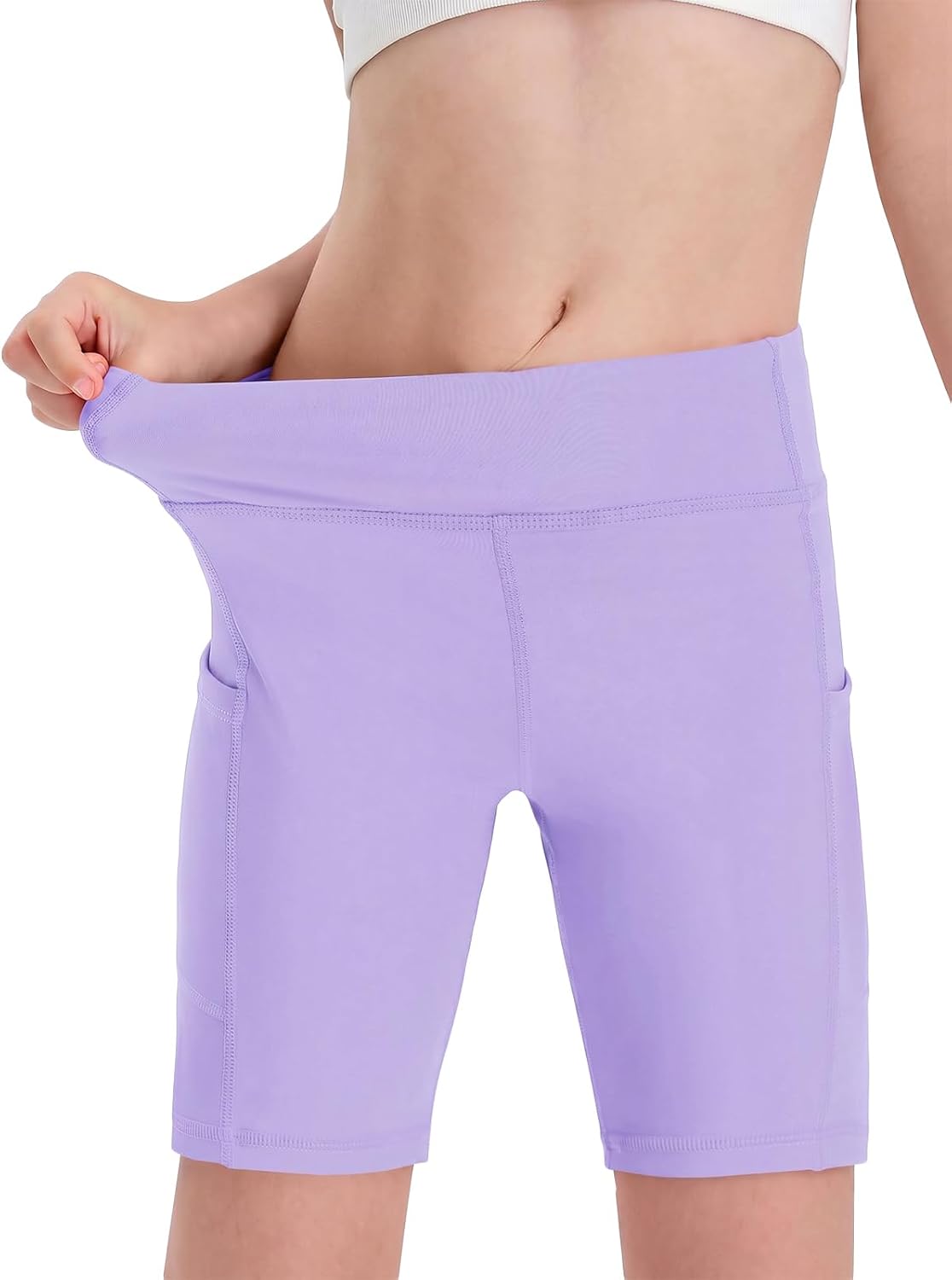 Haloumoning Girls Volleyball Spandex Shorts Kids Athletic Biker Dance Gymnastics Compression Shorts with Pockets