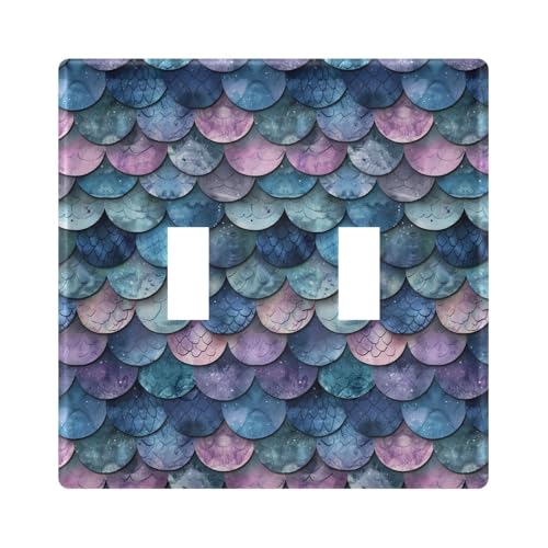 UMIRIKO Blue Purple Mermaid Scale Light Switch Cover Plate Covers Decorative Double Toggle Home Decor 202b3367