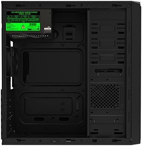 CiT Jet Stream Midi Case with Silver Stripe and 500 W Power Supply - Black,41.20 x 41.20 x 18.00