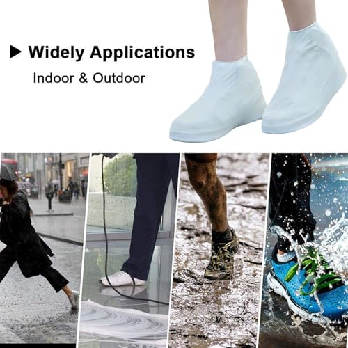 ZenithyrEn 4 Paar Schuhüberzieher Wasserdicht, Regenschutz Schuhe, Silikon Überschuhe, Einfach Anzuziehen, Hohe Elastizität, Rutschfest, Abriebfest, Ideal Für Regen und Schnee