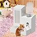 Leefasy 3 in 1 Hamster Automatic Feeder Dispenser Easy to Clean Container Feeding Station for Home Ferrets Bunny Small Animal Patio, White 120ml Bottle