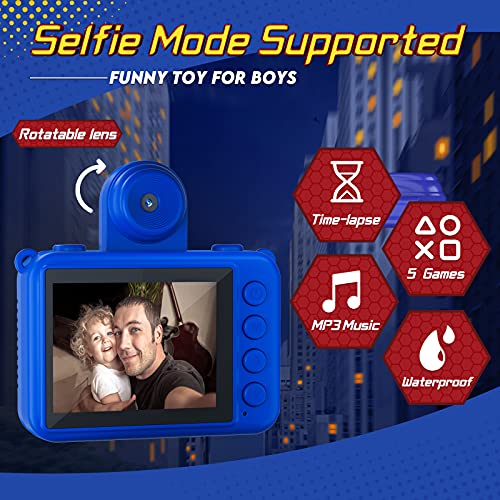 Bryseten Kids Camera Waterproof Selfie Cameras For Boys Age 3-12 Christmas Birthday Gifts For 3 4 5 6 7 8 Years Old Boy Outdoor Toys For Kids Ages 3-10 Underwater Digital Camera 32G Sd Card（Blue） #TOP1