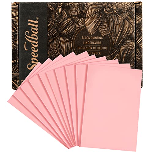 Image of Speedball Speedy-Carve Block Printing Carving Block, Rectangle, Pink, 4 x 6 Inches (10-Pack), Linoleum for Printmaking