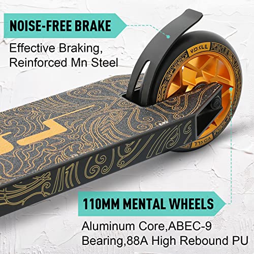 Vokul K1 Pro Trick Scooter | Stunt Scooter, For Kids 8 Years And Up,Teens,Adults - Best Entry Level Freestyle Stunt Scooter For ,Boys,Girls - Freestyle Skate Park Street Scooter (Spider-Gold) #TOP3