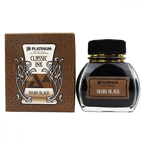 Encre Platinum Classic Noir Kaki flacon 60ml pour stylo plume