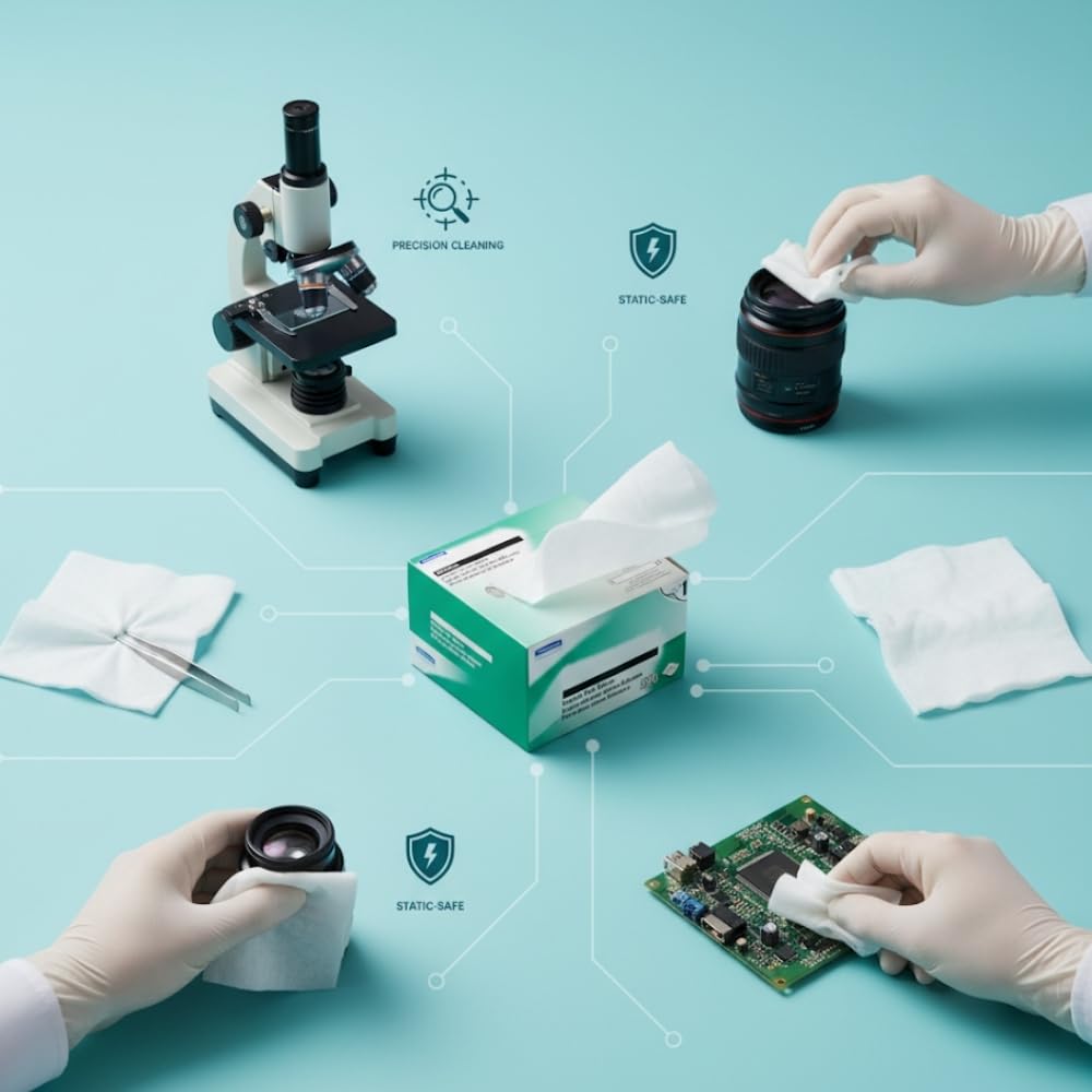 Lot de 280 lingettes de nettoyage délicates en fibre optique sans poussière, antistatiques pour le nettoyage et l'entretien des connecteurs de fibre optique