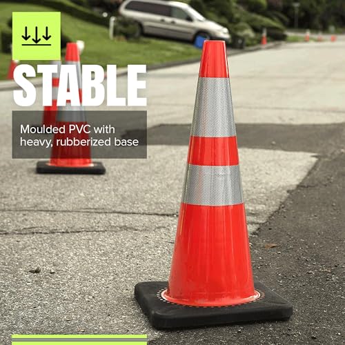 Pioneer 28" Hi Vis Safety Cone for Traffic or Construction - Professional Quality Flexible PVC - 71 Cm - Orange by Pioneer - Image 2