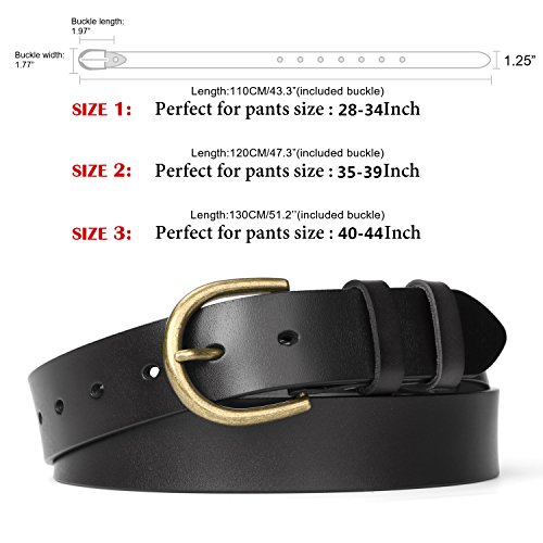 Whippy Leather Belt For Women Vintage Waist Belt With Bronze Alloy Buckle (Suit Pants Size 22-26 Inches, Black Strap And Brass Buckle) #TOP4