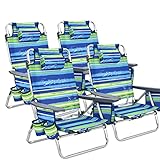 Goplus Beach Chair, 4 Pack Folding Backpack Beach Chairs for Adults with 5...