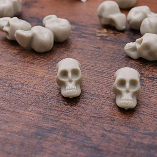 Beosofloy 50Pcs Miniature Halloween Figurines Skulls Heads Terrifying Skeleton Ornament Halloween Prank Props For Diy Halloween Crafts Bar Home Trick Toy Favors White #TOP3