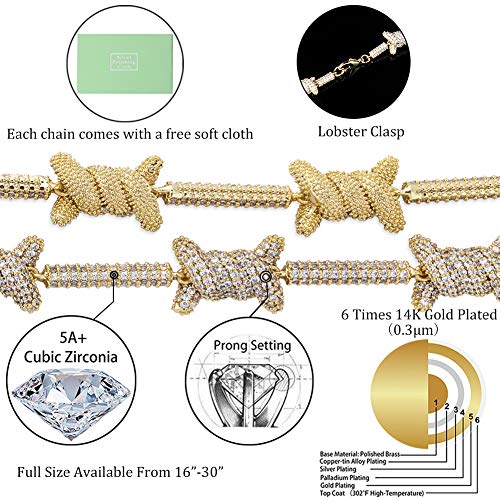 Topgrillz 10Mm Iced Out Barbed Wire Link Bracelet For Men 6 Times 14K Gold Filled Hip Hop Rapper Accessory (White Gold, 7) #TOP1