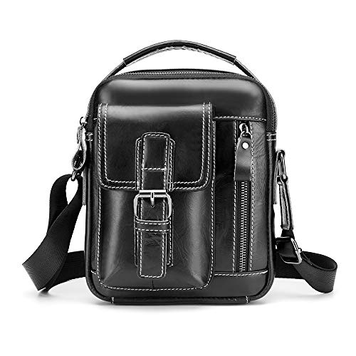 SPAHER Bolso Bandolera Hombre Cuero Bolsa de Mensajero Mujer Piel de Negocios de Viaje