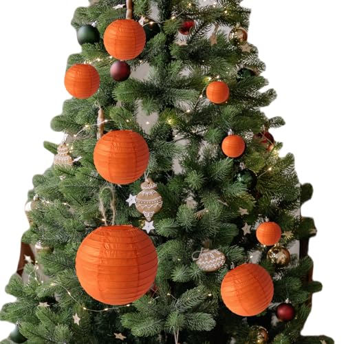 Image of Orange Paper Lanterns Decorative 10pcs Party Hanging Decorations for Halloween Thanksgiving Birthday Baby Shower Graduation Fall Themed Decor Chinese Paper Lanterns DIY Activities