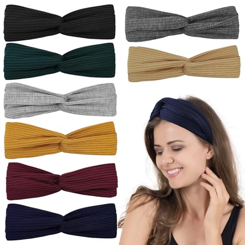 HFZRZFH 8 Pack Headbands for Women, Non Slip Twist Knotted Hair Bands, Stretchy Cloth Head Wraps for Workout Yoga, Boho Womens Headbands Fashion Hair Accessories for Women's